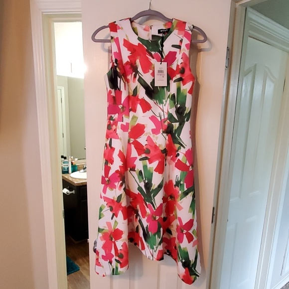 dkny white floral dress